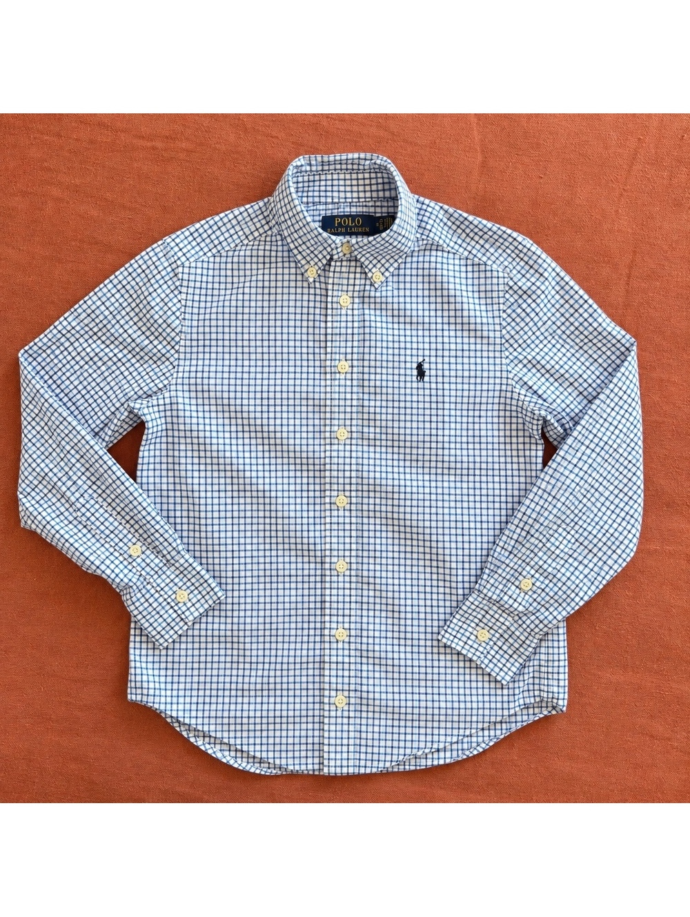 Polo Ralph Lauren Kids Youth M Medium Blue and White Check Button-Down Shirt